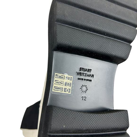 Stuart Weitzman Presley Cream Chunky Platform Leather Boots 12 - Picture 6 of 8